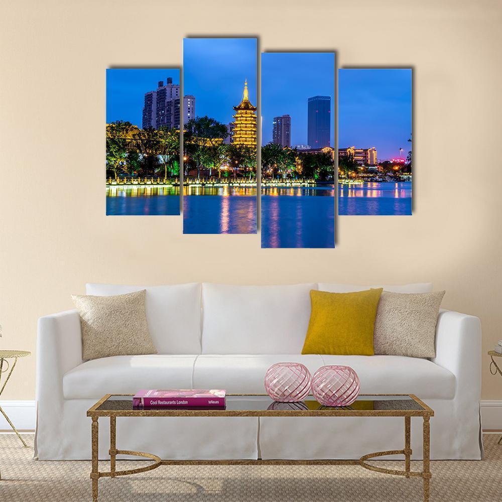 Qingjiangpu Building Huai'an Canvas Wall Art-4 Pop-Gallery Wrap-50" x 32"-Tiaracle