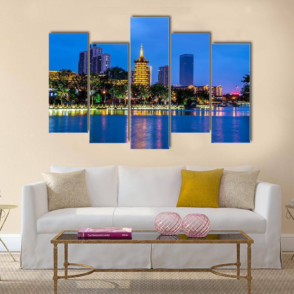 Qingjiangpu Building Huai'an Canvas Wall Art-5 Pop-Gallery Wrap-47" x 32"-Tiaracle