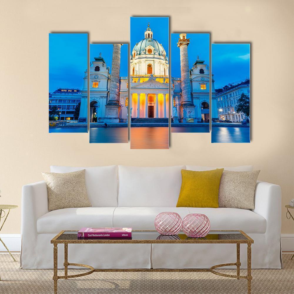 St Charles Church Canvas Wall Art-5 Pop-Gallery Wrap-47" x 32"-Tiaracle