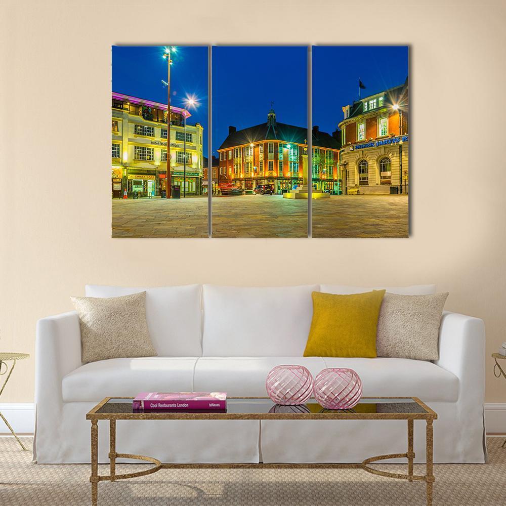 St Nicholas Square In Leicester Canvas Wall Art-3 Horizontal-Gallery Wrap-37" x 24"-Tiaracle