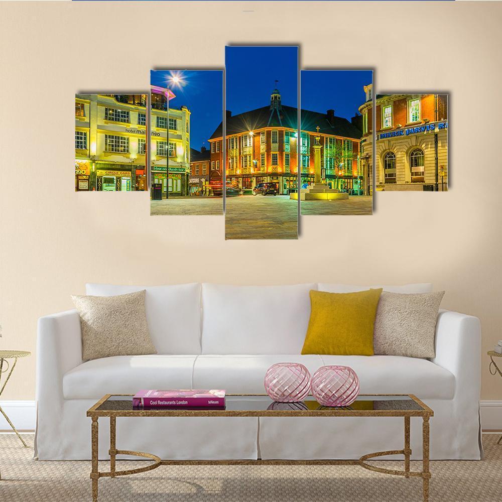 St Nicholas Square In Leicester Canvas Wall Art-5 Star-Gallery Wrap-62" x 32"-Tiaracle
