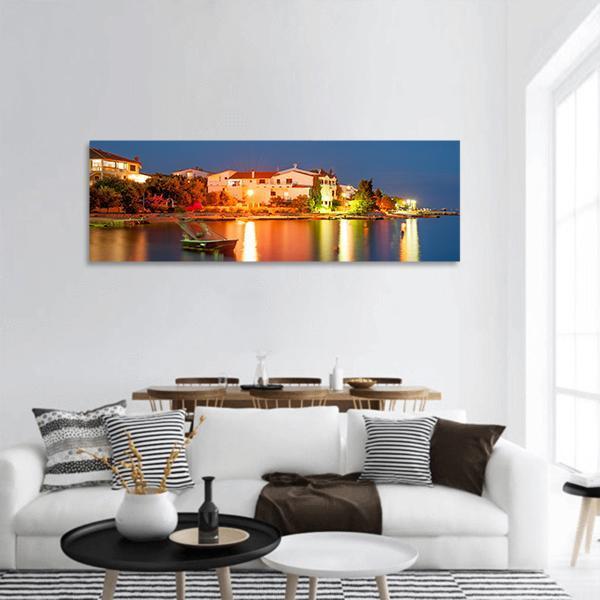 Simuni Village At Night Panoramic Canvas Wall Art-3 Piece-25" x 08"-Tiaracle
