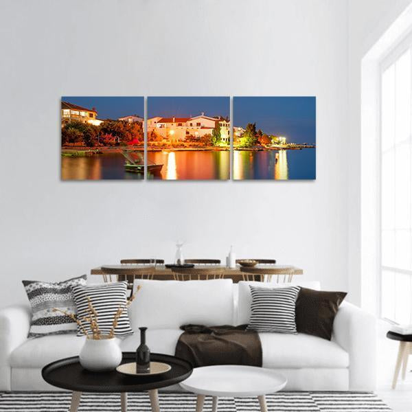 Simuni Village At Night Panoramic Canvas Wall Art-3 Piece-25" x 08"-Tiaracle