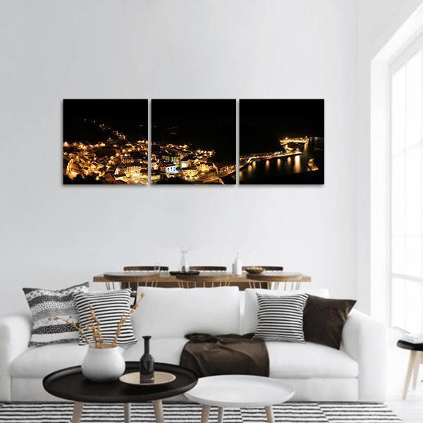 Night View Of Spain Cityscape Panoramic Canvas Wall Art-3 Piece-25" x 08"-Tiaracle