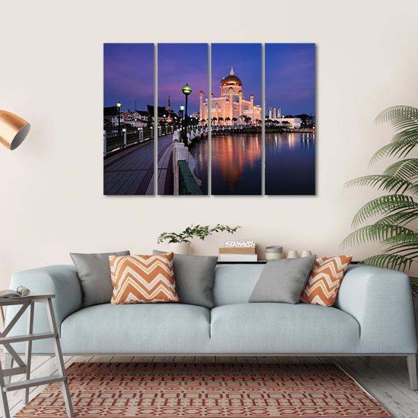Sultan Omar Ali Saifuddien Mosque Canvas Wall Art-4 Horizontal-Gallery Wrap-34" x 24"-Tiaracle