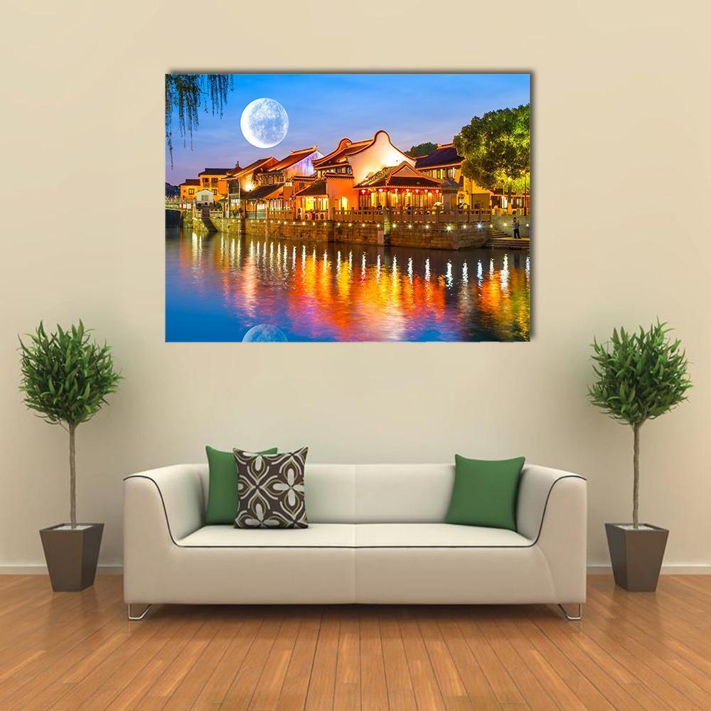 Suzhou Ancient Town Canvas Wall Art-1 Piece-Gallery Wrap-48" x 32"-Tiaracle