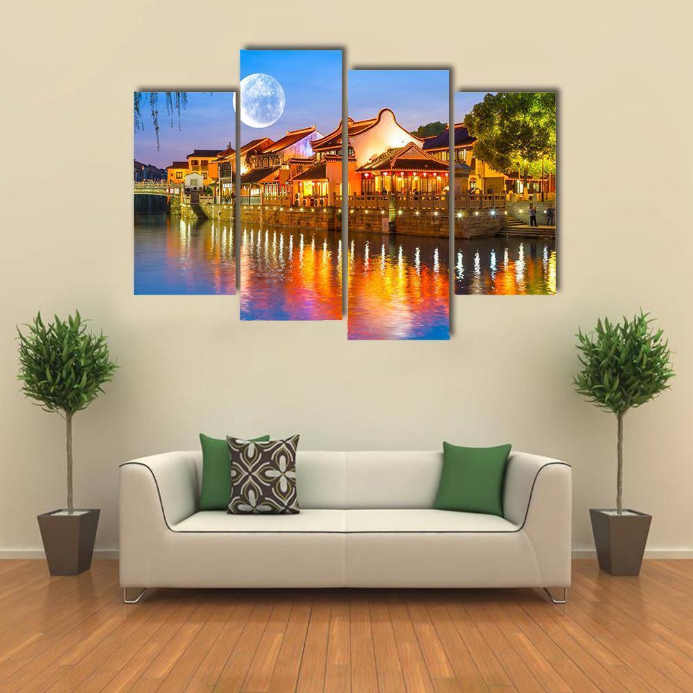 Suzhou Ancient Town Canvas Wall Art-4 Pop-Gallery Wrap-50" x 32"-Tiaracle