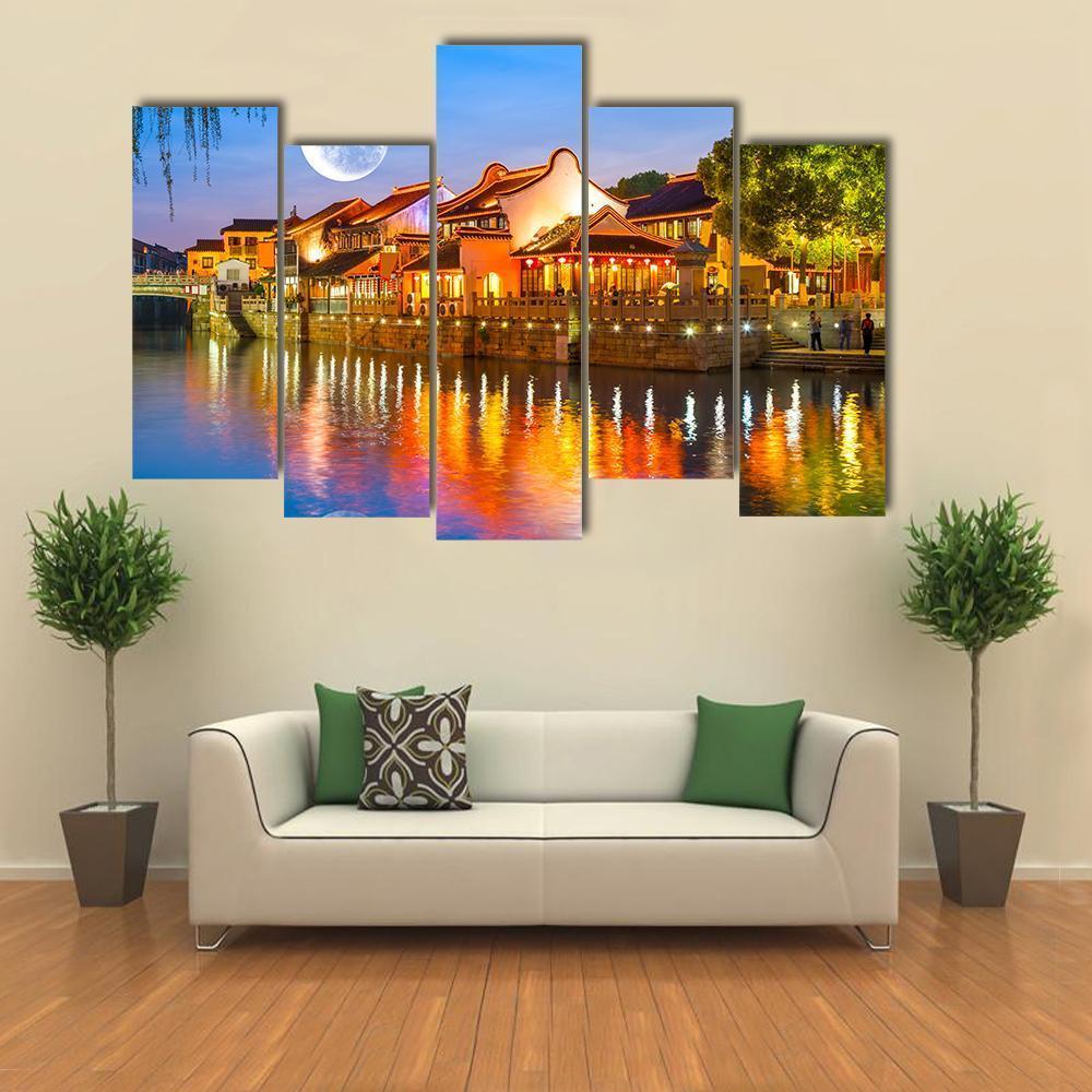 Suzhou Ancient Town Canvas Wall Art-5 Pop-Gallery Wrap-47" x 32"-Tiaracle