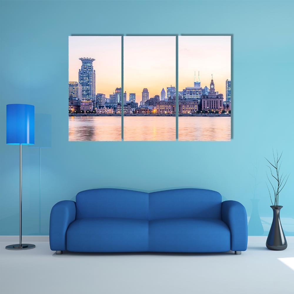 The Bund Shanghai Canvas Wall Art-3 Horizontal-Gallery Wrap-37" x 24"-Tiaracle