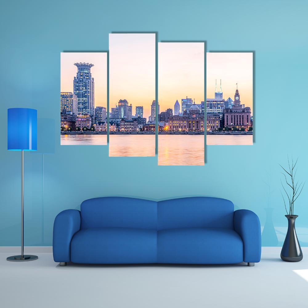 The Bund Shanghai Canvas Wall Art-4 Pop-Gallery Wrap-50" x 32"-Tiaracle