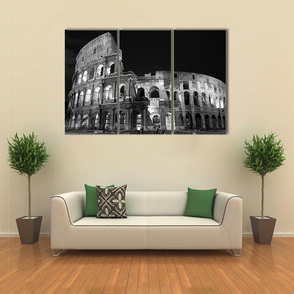 Night View Of Colosseum Canvas Wall Art-3 Horizontal-Gallery Wrap-37" x 24"-Tiaracle