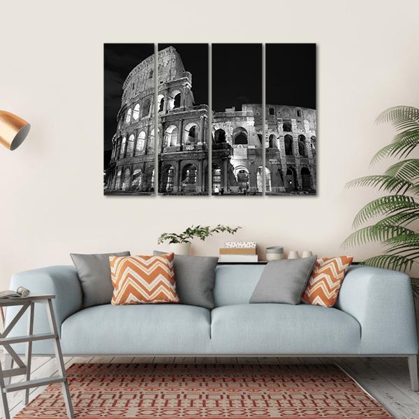 Night View Of Colosseum Canvas Wall Art-4 Horizontal-Gallery Wrap-34" x 24"-Tiaracle