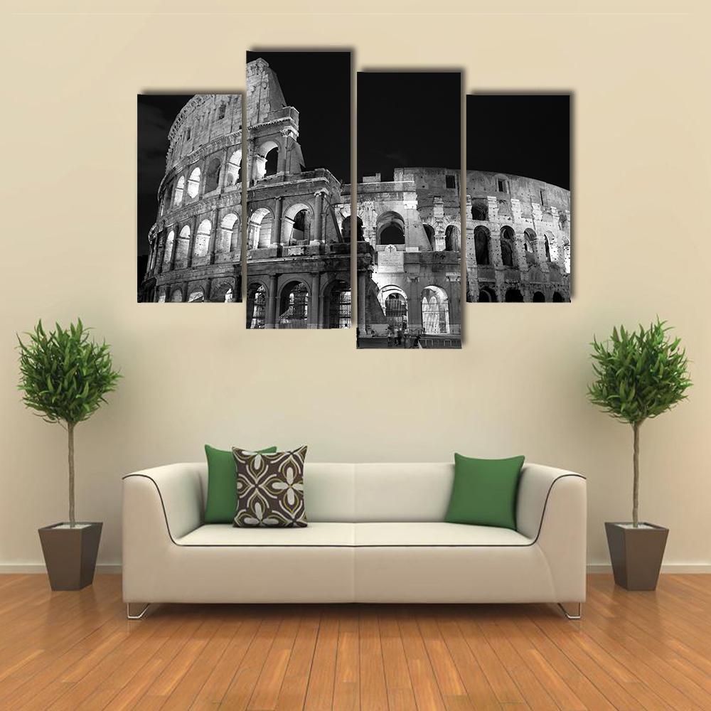 Night View Of Colosseum Canvas Wall Art-4 Pop-Gallery Wrap-50" x 32"-Tiaracle