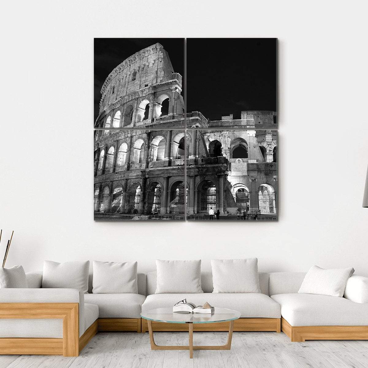 Night View Of Colosseum Canvas Wall Art-4 Square-Gallery Wrap-17" x 17"-Tiaracle
