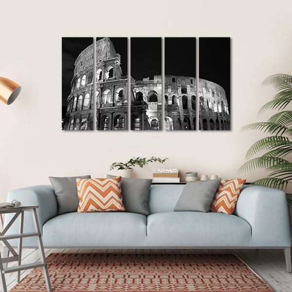 Night View Of Colosseum Canvas Wall Art-5 Horizontal-Gallery Wrap-22" x 12"-Tiaracle