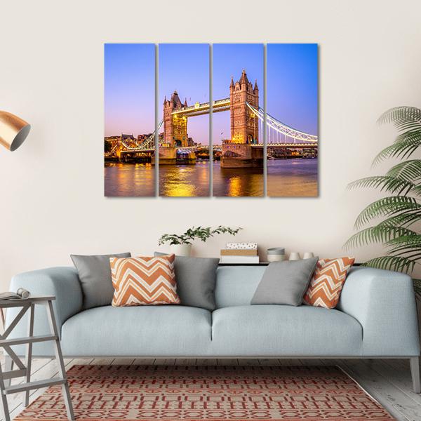 Night View Of Tower Bridge Canvas Wall Art-1 Piece-Gallery Wrap-36" x 24"-Tiaracle