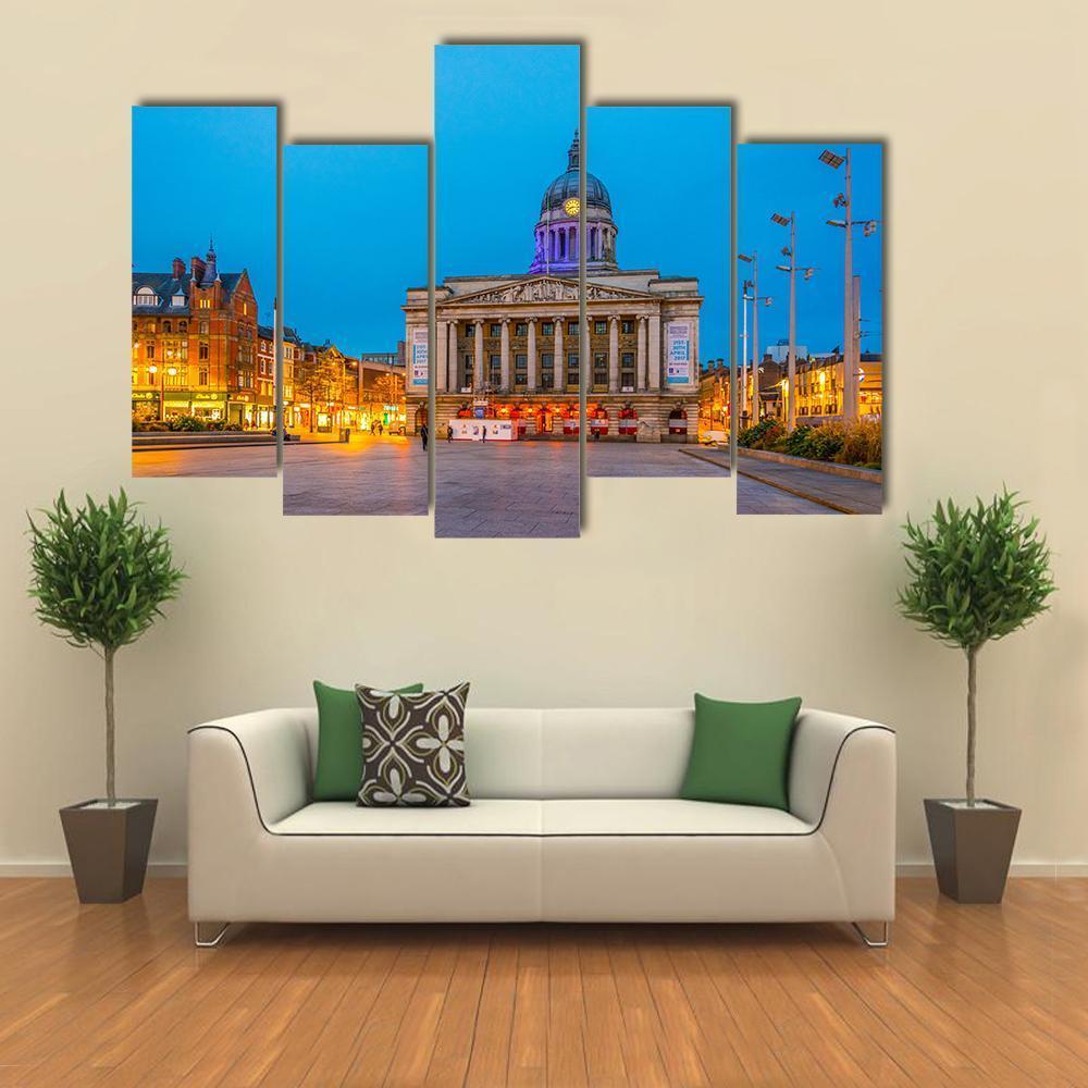 Town Hall In Nottingham Canvas Wall Art-5 Pop-Gallery Wrap-47" x 32"-Tiaracle