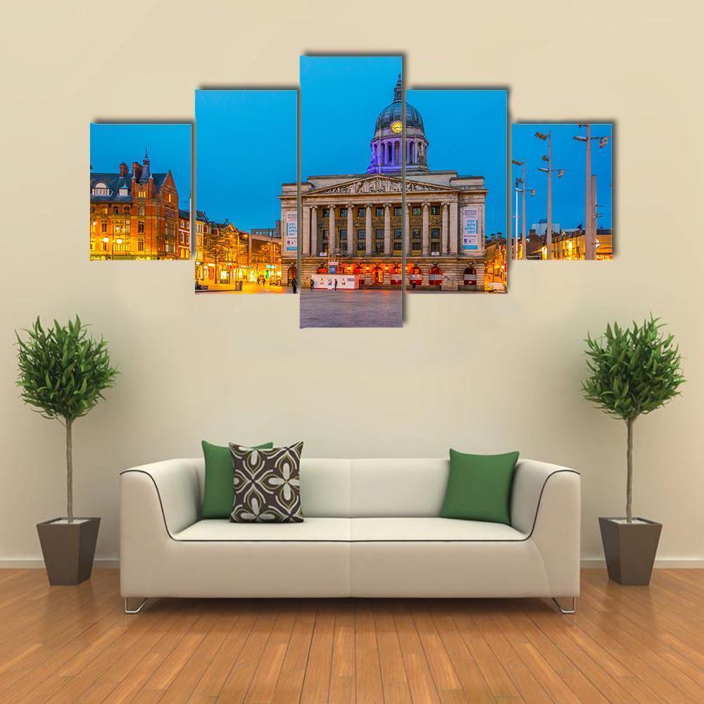 Town Hall In Nottingham Canvas Wall Art-5 Star-Gallery Wrap-62" x 32"-Tiaracle