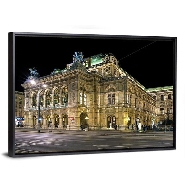 Night View Of Vienna State Opera Canvas Wall Art-3 Horizontal-Gallery Wrap-25" x 16"-Tiaracle