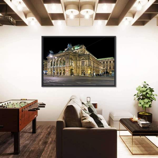 Night View Of Vienna State Opera Canvas Wall Art-3 Horizontal-Gallery Wrap-25" x 16"-Tiaracle