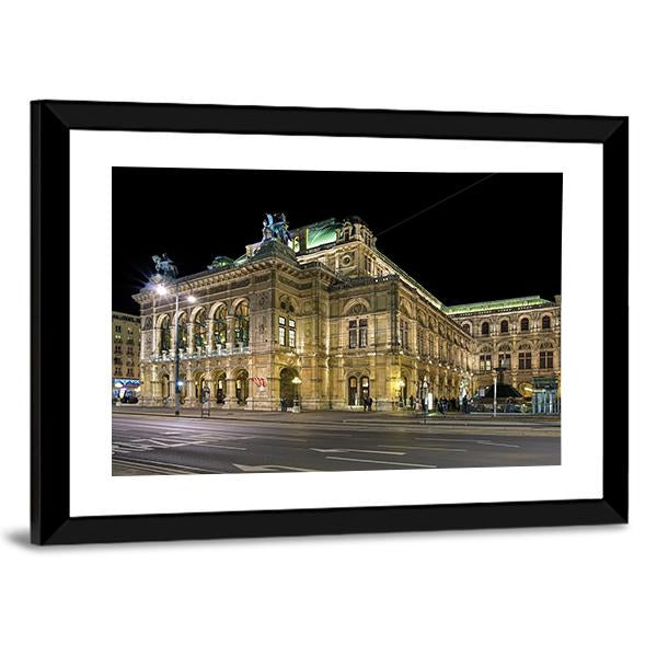 Night View Of Vienna State Opera Canvas Wall Art-3 Horizontal-Gallery Wrap-25" x 16"-Tiaracle