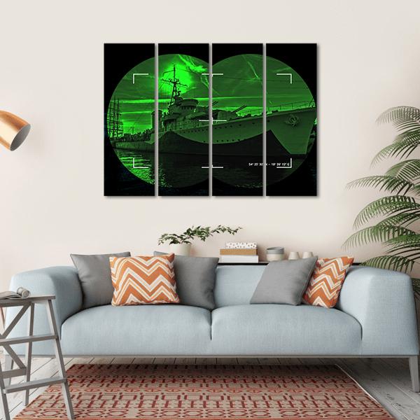 Night Vision Watching Warship Canvas Wall Art-4 Horizontal-Gallery Wrap-34" x 24"-Tiaracle