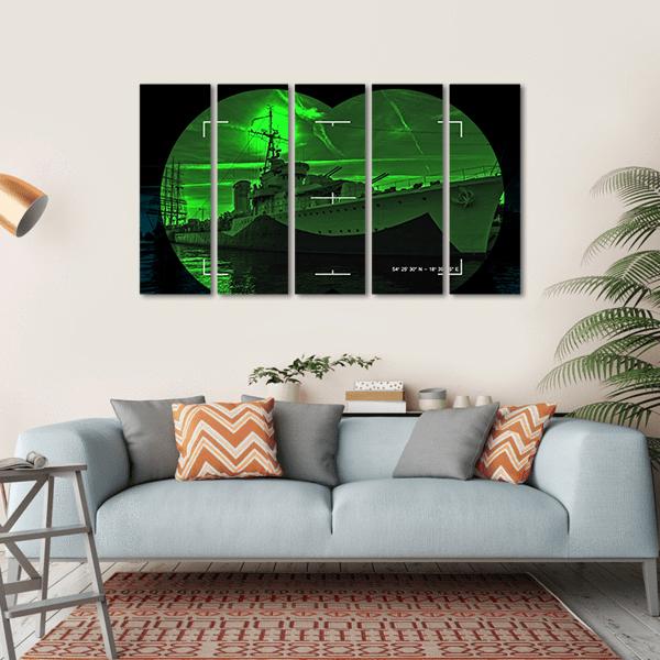 Night Vision Watching Warship Canvas Wall Art-5 Horizontal-Gallery Wrap-22" x 12"-Tiaracle