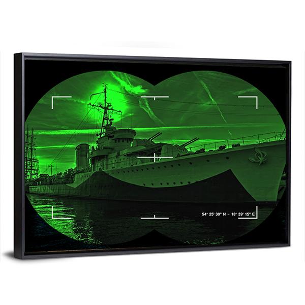 Night Vision Watching Warship Canvas Wall Art-3 Horizontal-Gallery Wrap-25" x 16"-Tiaracle