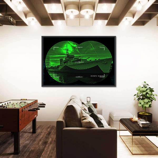 Night Vision Watching Warship Canvas Wall Art-3 Horizontal-Gallery Wrap-25" x 16"-Tiaracle