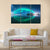 Night Winter Landscape With Aurora Canvas Wall Art-5 Star-Gallery Wrap-62" x 32"-Tiaracle