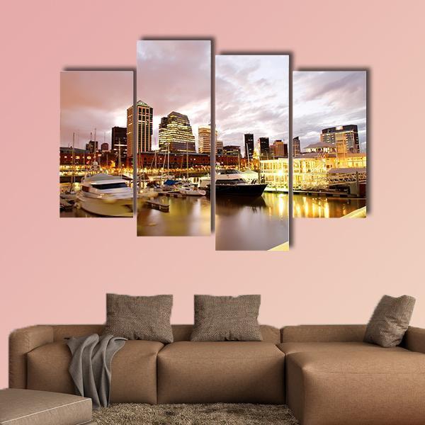 Puerto Madero In Evening Canvas Wall Art-3 Horizontal-Gallery Wrap-25" x 16"-Tiaracle