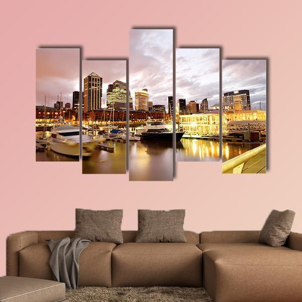 Puerto Madero In Evening Canvas Wall Art-5 Pop-Gallery Wrap-47" x 32"-Tiaracle