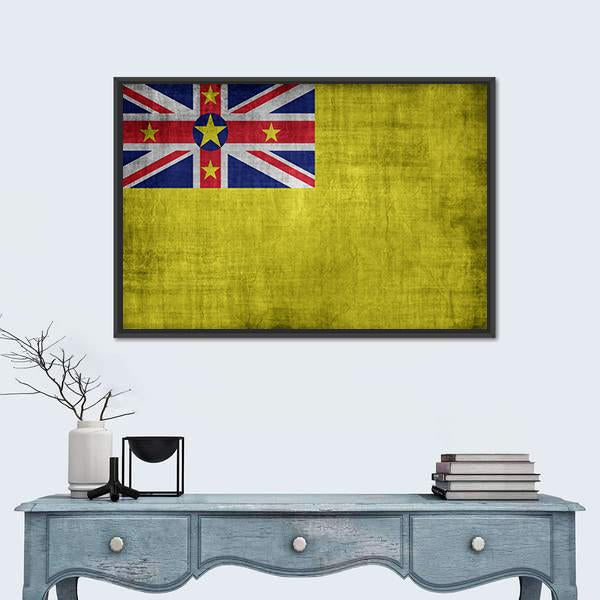 Niue Flag Canvas Wall Art-1 Piece-Floating Frame-24" x 16"-Tiaracle