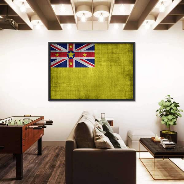 Niue Flag Canvas Wall Art-3 Horizontal-Gallery Wrap-25" x 16"-Tiaracle