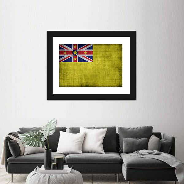 Niue Flag Canvas Wall Art-3 Horizontal-Gallery Wrap-25" x 16"-Tiaracle