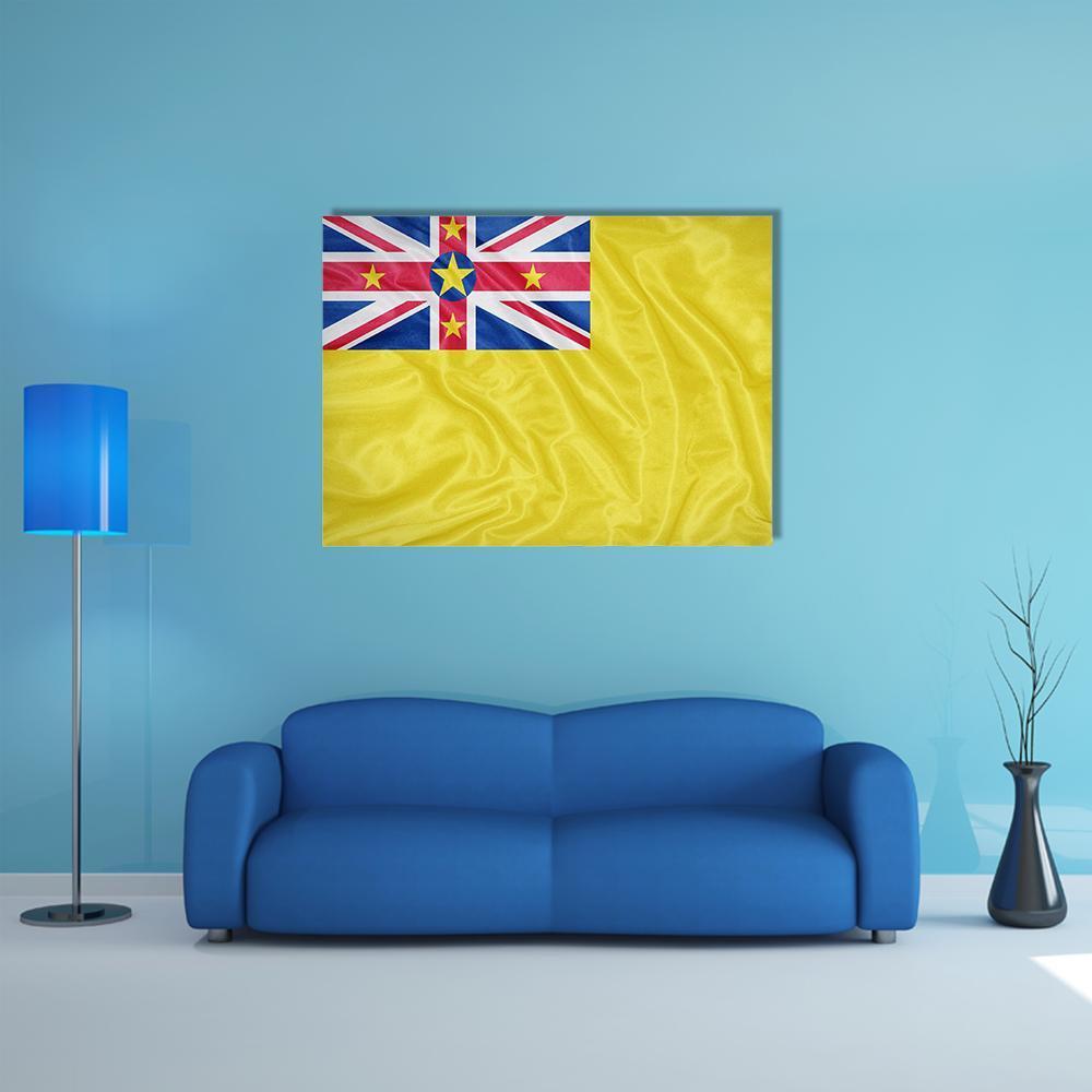 Waving Niue Flag Canvas Wall Art-5 Horizontal-Gallery Wrap-22" x 12"-Tiaracle