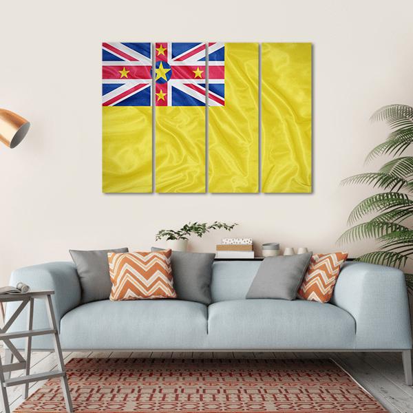 Waving Niue Flag Canvas Wall Art-4 Horizontal-Gallery Wrap-34" x 24"-Tiaracle