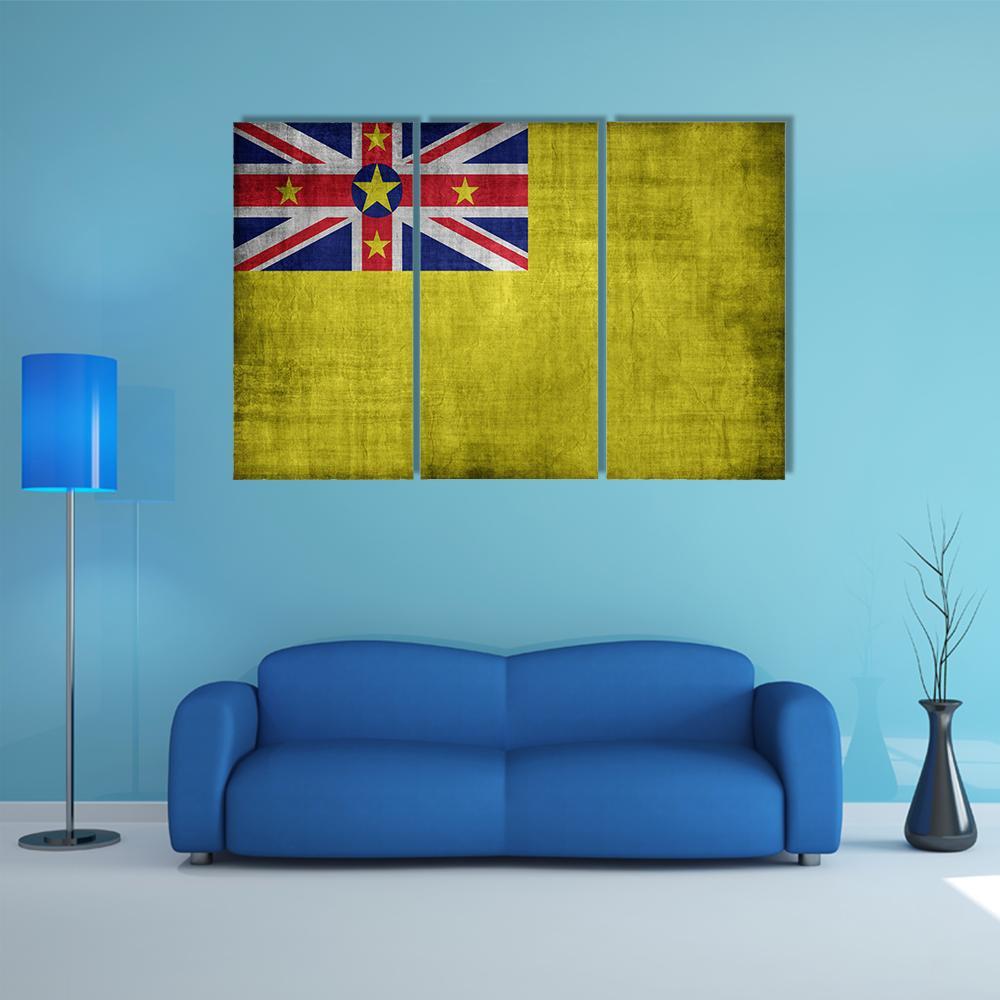 Niue Flag Canvas Wall Art-3 Horizontal-Gallery Wrap-37" x 24"-Tiaracle