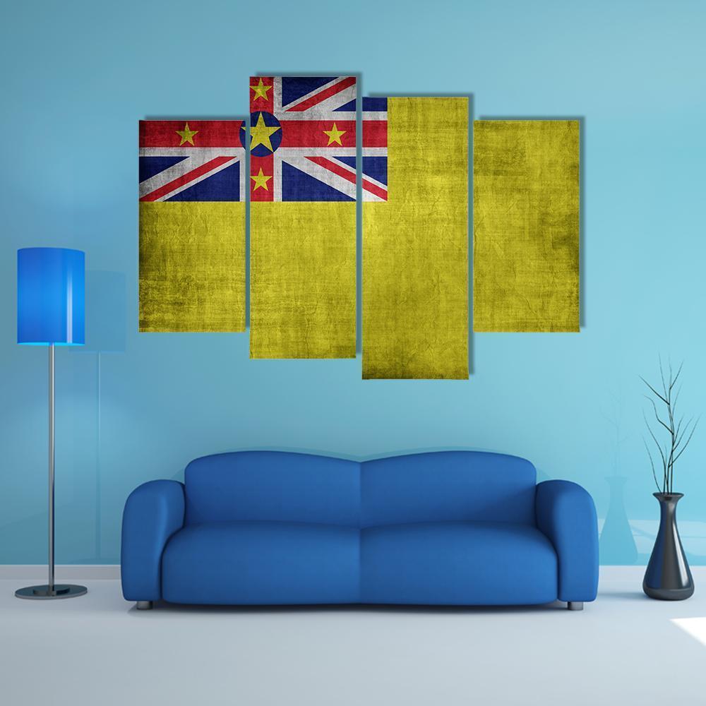 Niue Flag Canvas Wall Art-4 Pop-Gallery Wrap-50" x 32"-Tiaracle