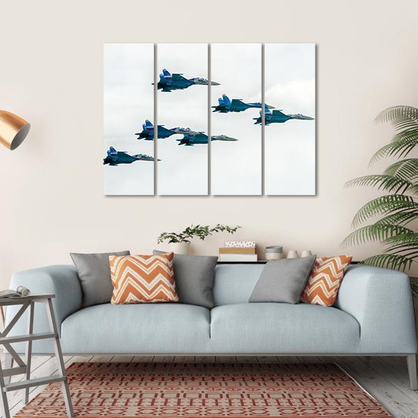 Russia Fighters SU-27 Canvas Wall Art-4 Horizontal-Gallery Wrap-34" x 24"-Tiaracle