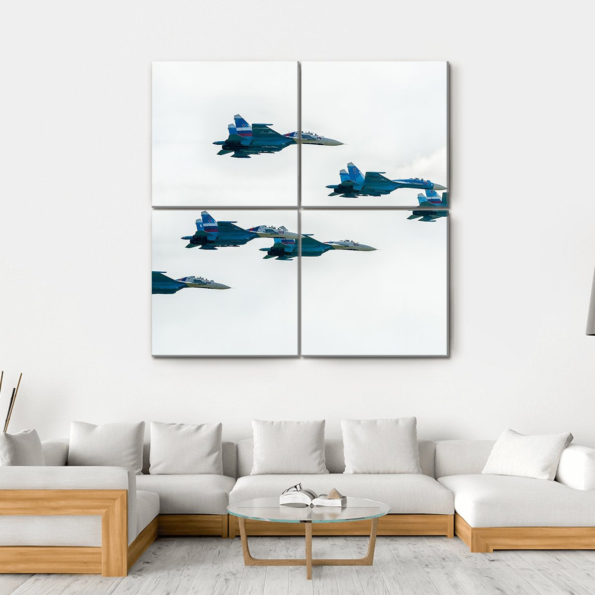 Russia Fighters SU-27 Canvas Wall Art-4 Square-Gallery Wrap-17" x 17"-Tiaracle