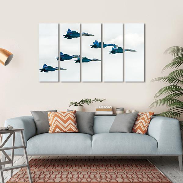 Russia Fighters SU-27 Canvas Wall Art-5 Horizontal-Gallery Wrap-22" x 12"-Tiaracle