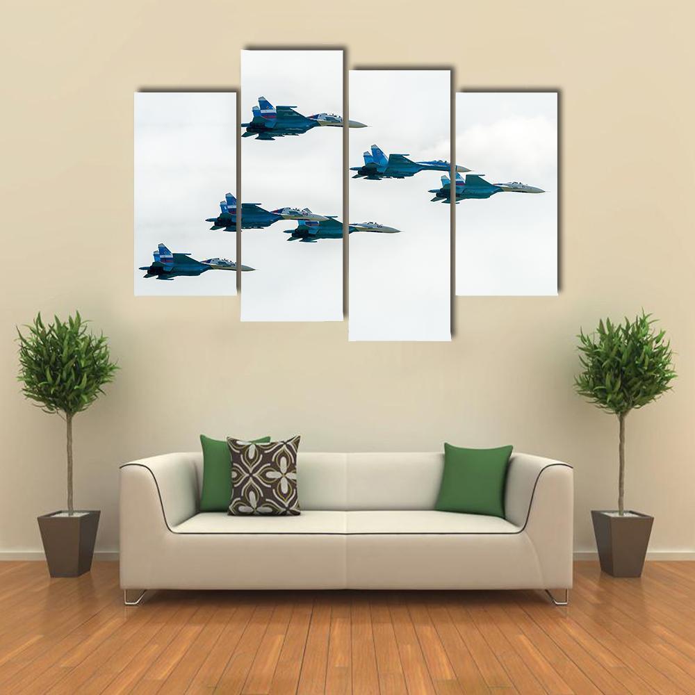 Russia Fighters SU-27 Canvas Wall Art-4 Pop-Gallery Wrap-50" x 32"-Tiaracle