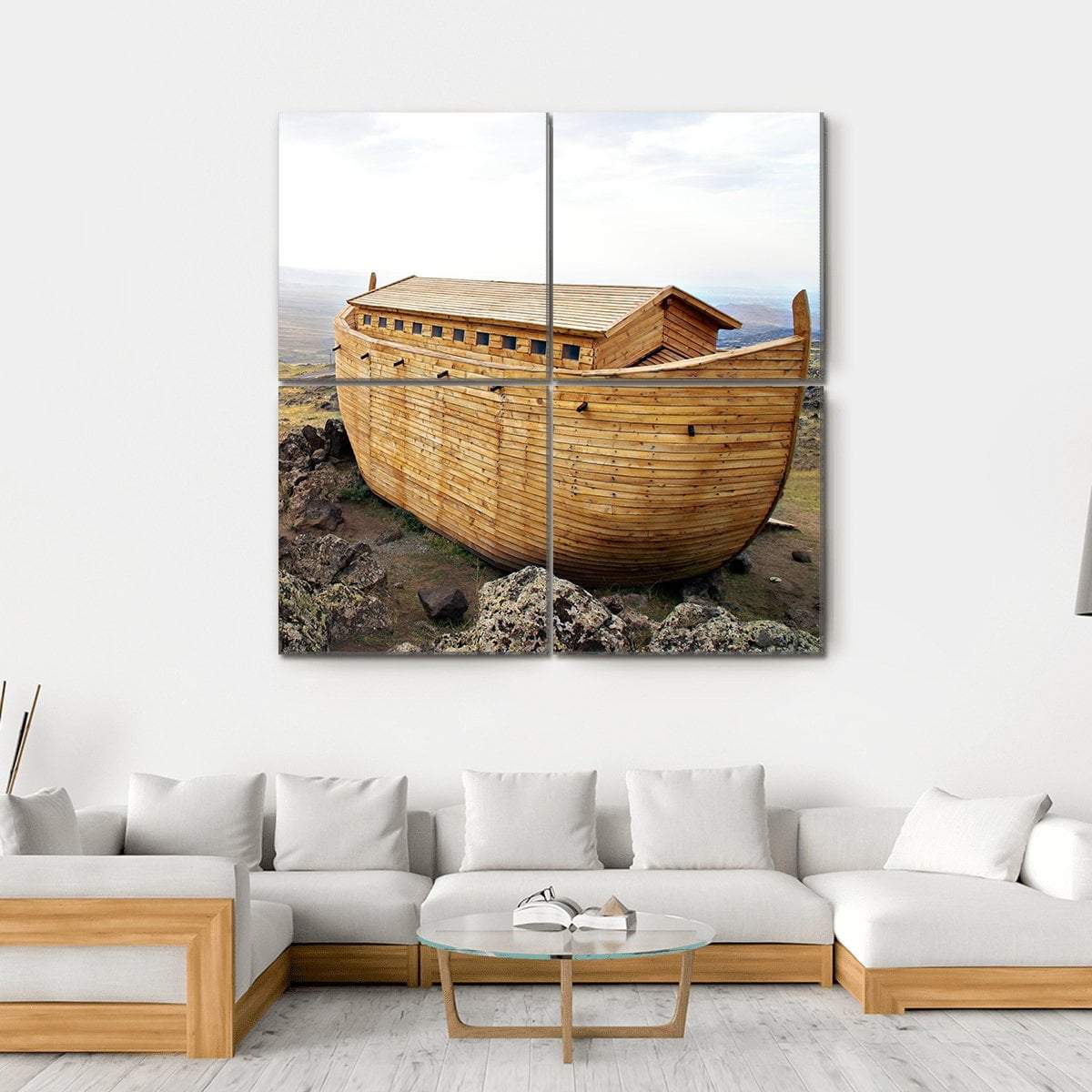 Noah's Ark Model Canvas Wall Art-4 Square-Gallery Wrap-17" x 17"-Tiaracle