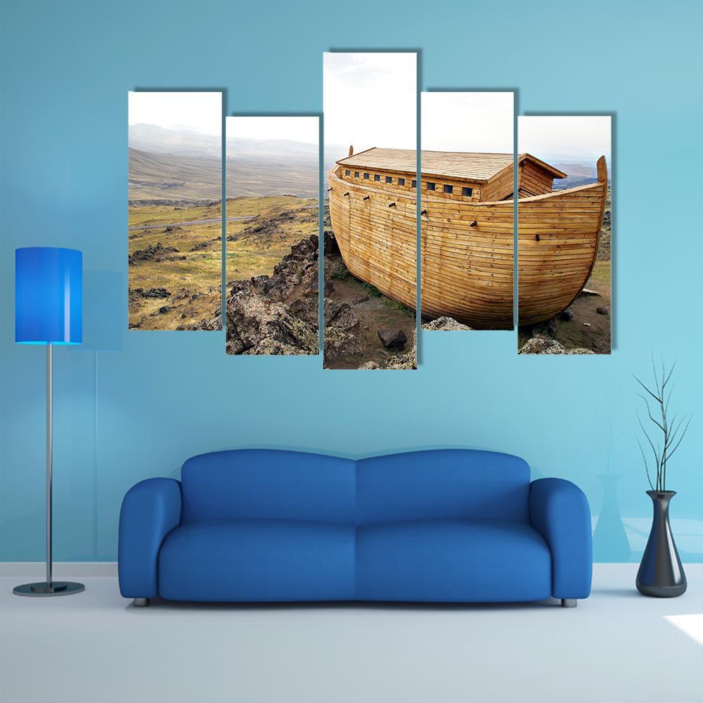 Noah's Ark Model Canvas Wall Art-5 Pop-Gallery Wrap-47" x 32"-Tiaracle