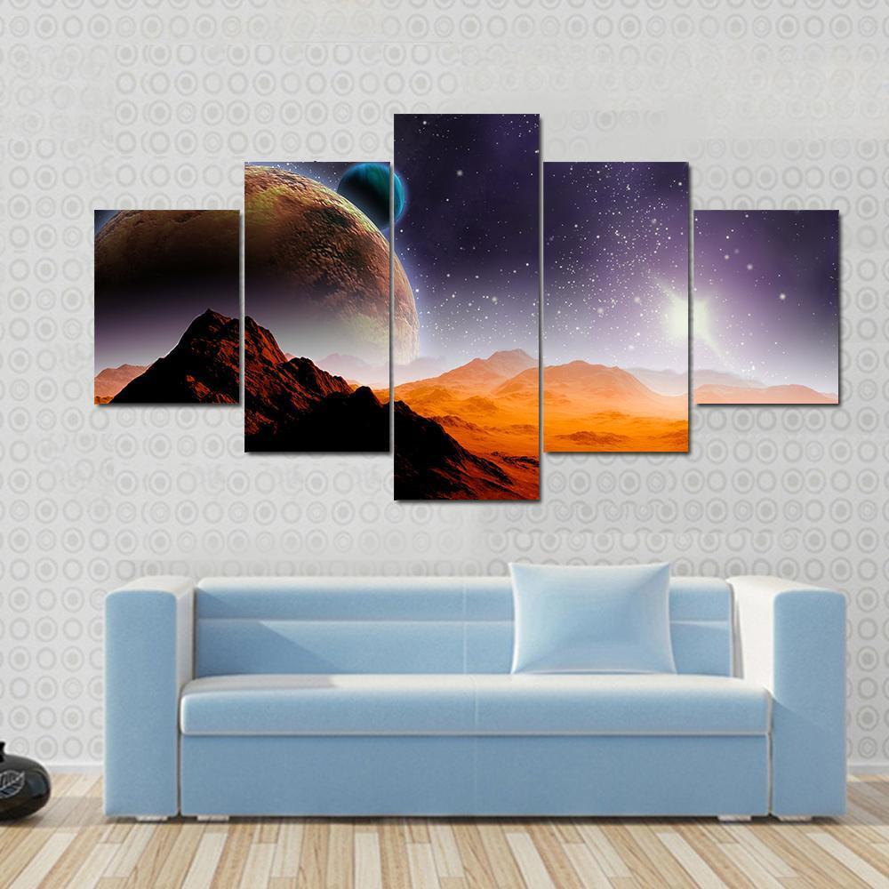 Abstract Background Of Deep Space Canvas Wall Art-5 Star-Gallery Wrap-62" x 32"-Tiaracle