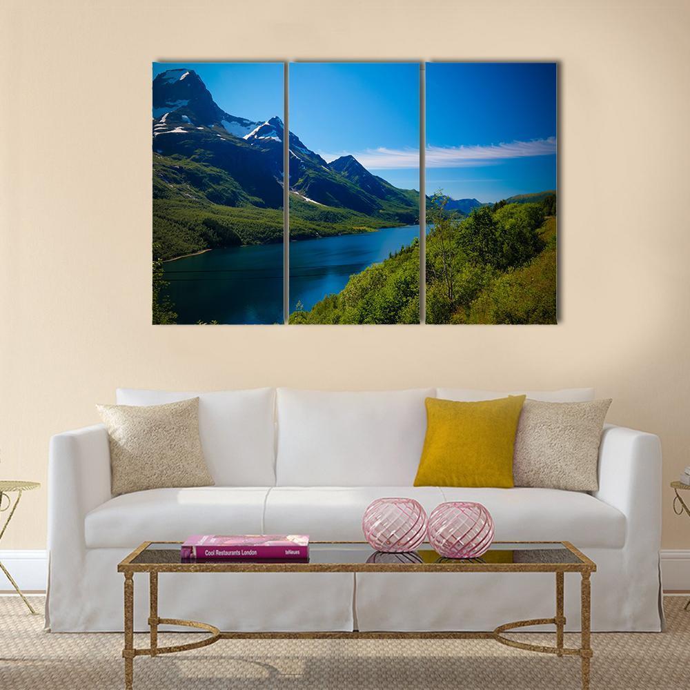 Nordfjorden & Svartisen Glacier Canvas Wall Art-5 Pop-Gallery Wrap-47" x 32"-Tiaracle