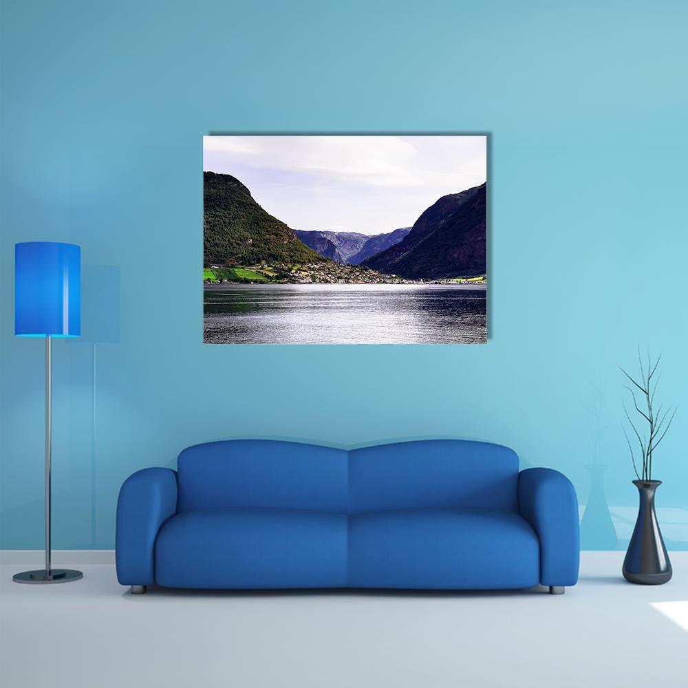 Nordic Landscape With Norwegian Fjord Canvas Wall Art-1 Piece-Gallery Wrap-48" x 32"-Tiaracle