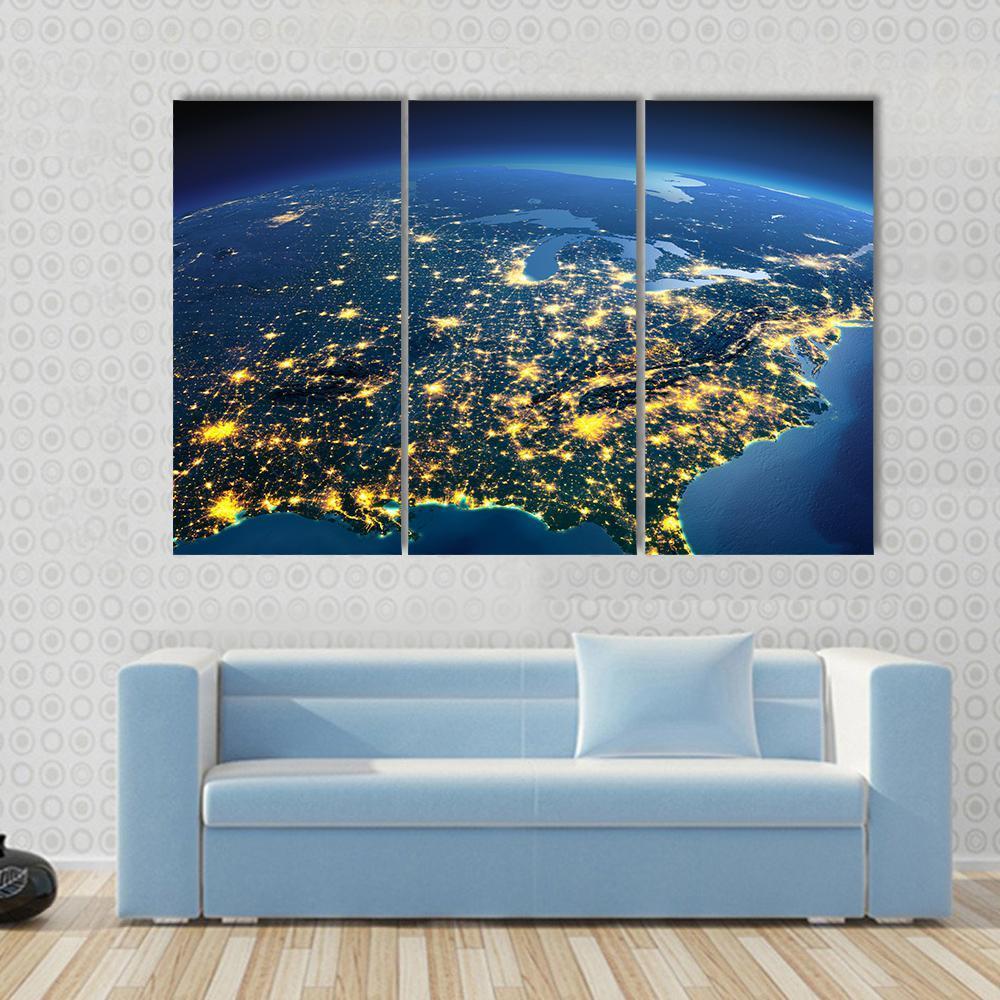 Gulf Of Mexico From Space Canvas Wall Art-3 Horizontal-Gallery Wrap-37" x 24"-Tiaracle