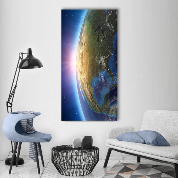 North America From Space Vertical Canvas Wall Art-3 Vertical-Gallery Wrap-12" x 25"-Tiaracle